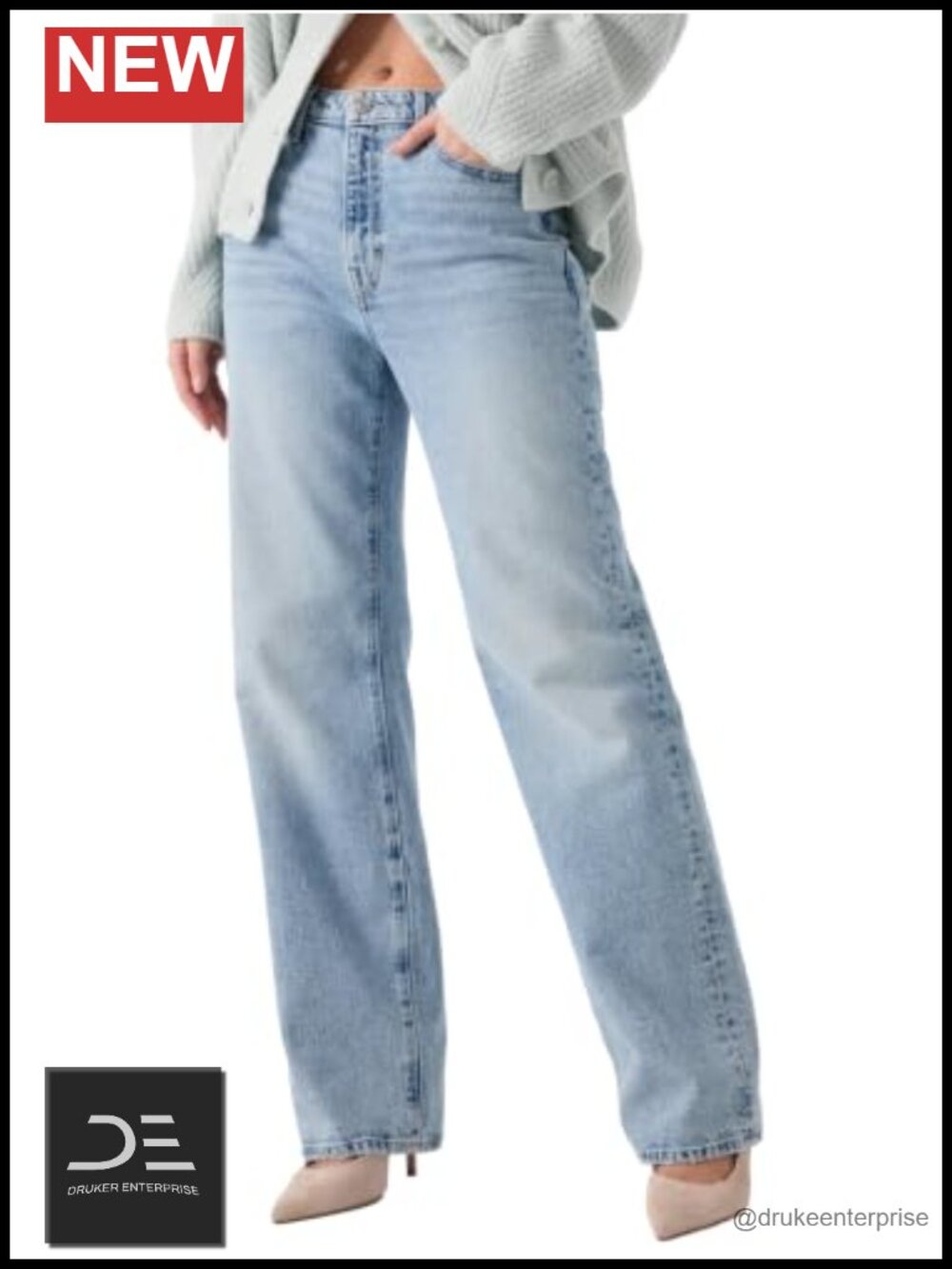 High Rise Straight Leg Jeans Stretch Denim Women's Size 27